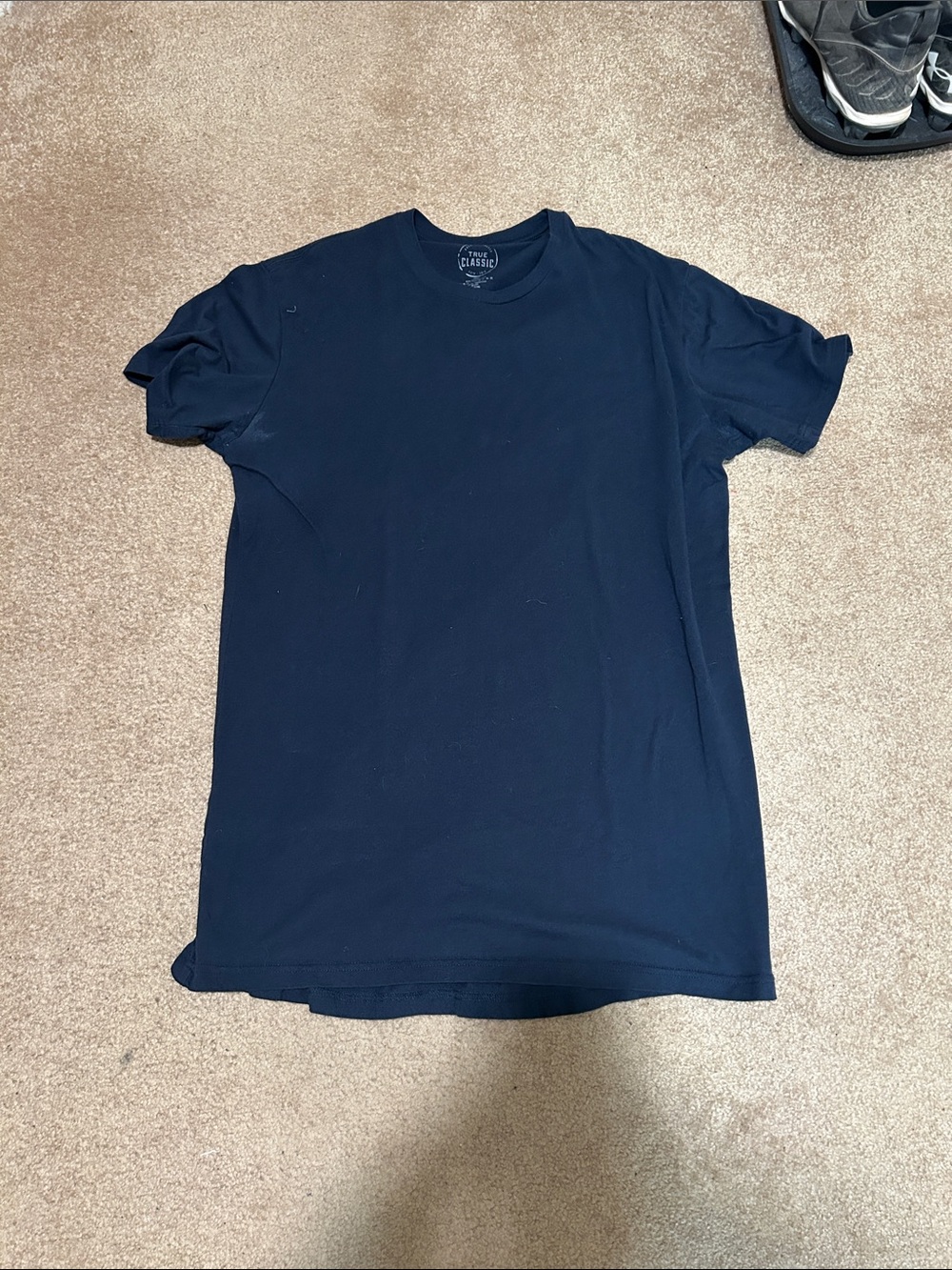 True Classic Men's Navy Long Body Short Sleeve Crew Neck Tee